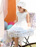 ALLOVIN Girls and Toddler Sleeveless A-Line Lace Party Dress Flower Girl Princess Dress with Beaded Bowknot 2-12 Years