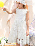 ALLOVIN Girls and Toddler Sleeveless A-Line Lace Party Dress Flower Girl Princess Dress with Beaded Bowknot 2-12 Years