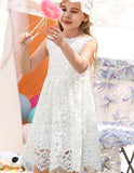ALLOVIN Girls and Toddler Sleeveless A-Line Lace Party Dress Flower Girl Princess Dress with Beaded Bowknot 2-12 Years