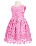 ALLOVIN Girls and Toddler Sleeveless A-Line Lace Party Dress Flower Girl Princess Dress with Beaded Bowknot 2-12 Years