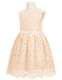 ALLOVIN Girls and Toddler Sleeveless A-Line Lace Party Dress Flower Girl Princess Dress with Beaded Bowknot 2-12 Years