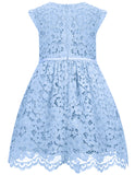 ALLOVIN Girls and Toddler Sleeveless A-Line Lace Party Dress Flower Girl Princess Dress with Beaded Bowknot 2-12 Years